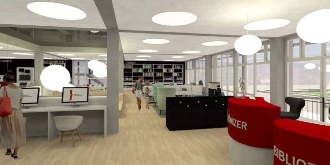 Der Empfang der Bibliothek an der Stapfenstrasse Bibliothek Köniz