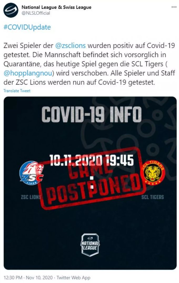 Die ZSC Lions müssen nach zwei positiven Corona-Tests in Quarantäne. ZSC Lions