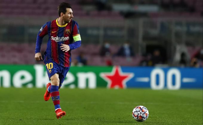Lionel Messi im Einsatz für den FC Barcelona in der Champions League. Lionel Messi FC Barcelona