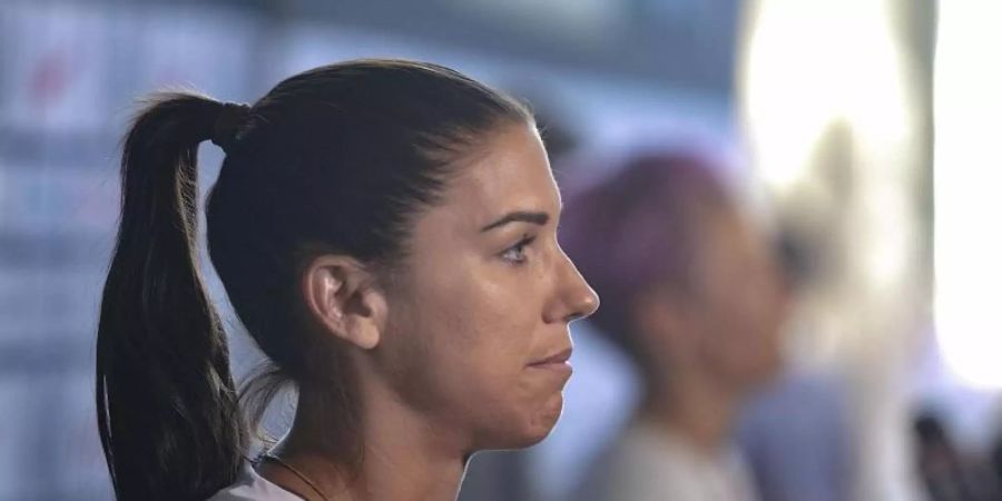 Alex Morgan, Kapitänin der US-Fussballnationalmannschaft, spricht 2019 auf einer Pressekonferenz. Foto: Javier Rojas/Pi/Prensa Internacional via ZUMA/dpa