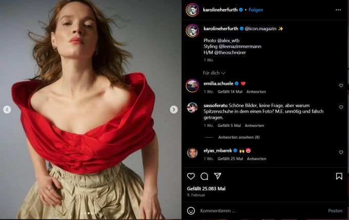 Karoline Herfurth sprach offen über ihre eigenen Erfahrungen mit Körperbildproblemen und Magersucht. karoline herfurth