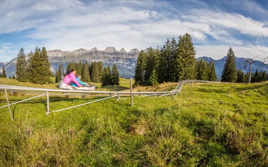 Über zwei Kilometer lang ist die Strecke auf dem Flumserberg.