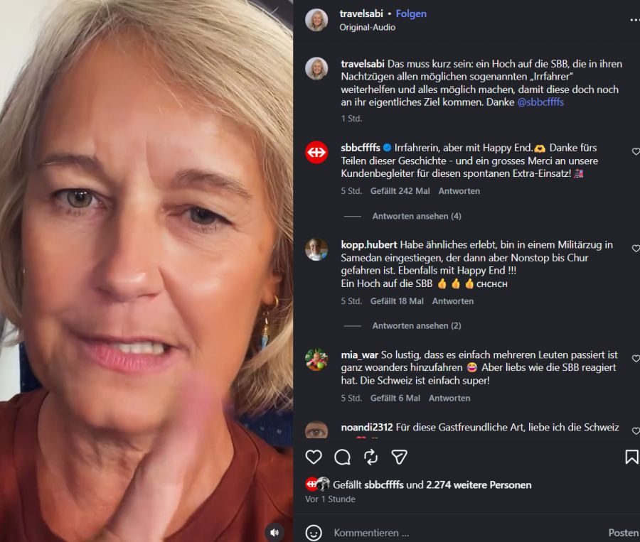 Statt im Zug nach Thalwil sass Sabine Biedermann plötzlich im Direktzug nach Chur.