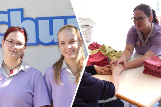 Machen ihre Ausbildung im Alterszentrum Churfirsten (v.l.): Selina Hafner und Annika Langen.