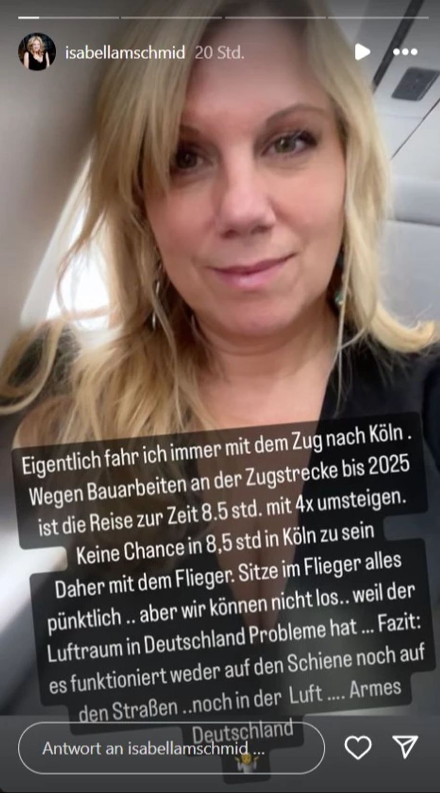 Isabella Schmid nervt sich über die Deutsche Bahn.