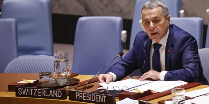 Bundesrat Ignazio Cassis nahm am Montag an drei UN-Sicherheitsratssitzungen in New York teil. (Archivbild) uno cassis