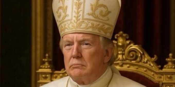 Donald Trump hat auf Trutz Social ein KI-generiertes Bild als Papst von sich selbst gepostet. Donald Trump Papst