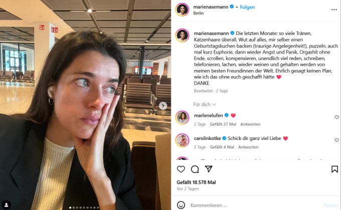 Marie Nasemann teilt ihr Trennungsleid mit ihren Fans auf Instagram. marie nasemann
