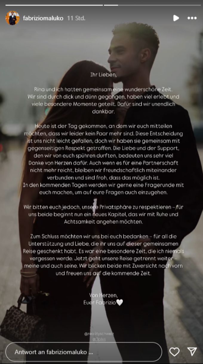 Fabrizio Behrens, der Bachelor von 2023, und seine Rina haben sich getrennt. Fabrizio Behrens