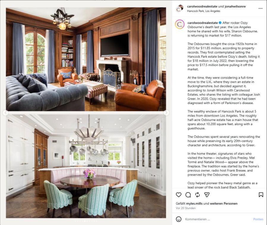 Die Osbournes liessen die Villa renovieren, behielten aber Elemente aus den 1920er-Jahren bei.