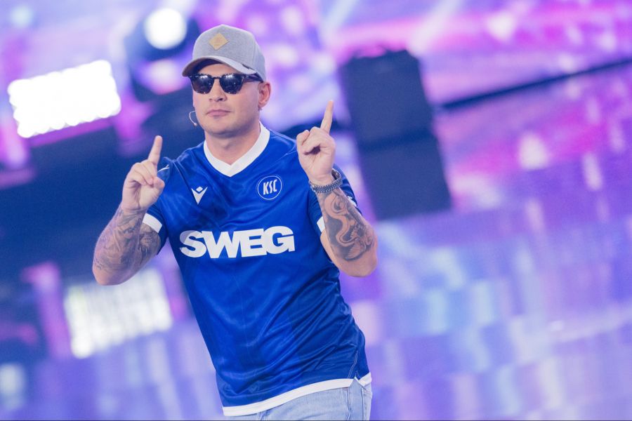 Pietro Lombardi, Jurymitglied, steht im Finale der RTL-Castingshow «·Deutschland sucht den Superstar» auf der Bühne.