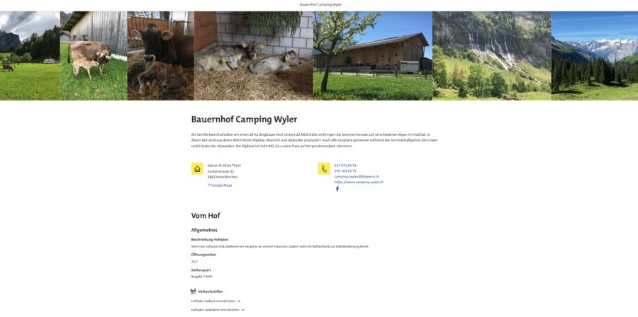 Zum Beispiel der «Bauernhof Camping Wyler» in Innertkirchen BE...