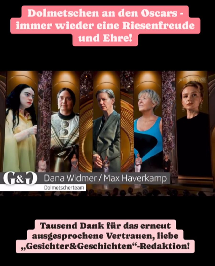 «Als absoluter Serienjunkie ist das Dolmetschen der Reden an den Oscars natürlich ein Highlight», sagt Dana Widmer.