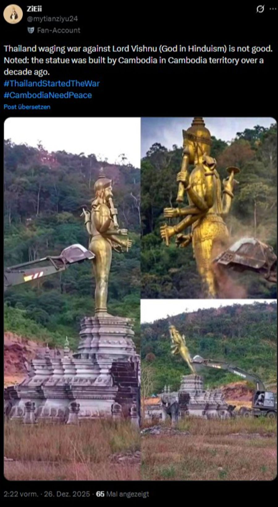 Thailand Kambodscha Statue Abriss