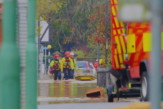 Monmouth Überschwemmungen Rettungskräfte