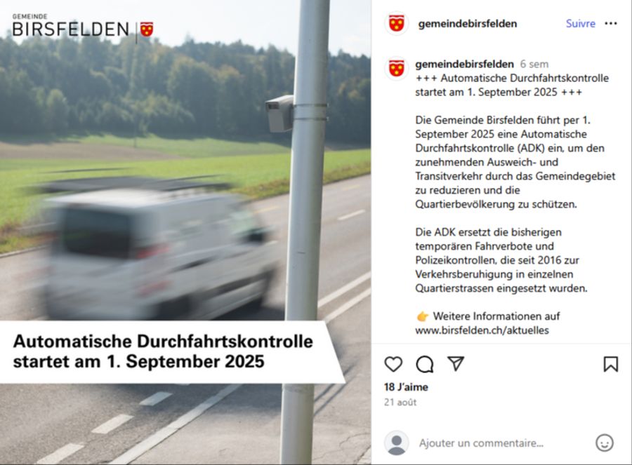 Birsfelden Bussen automatische Durchfahrtskontrolle