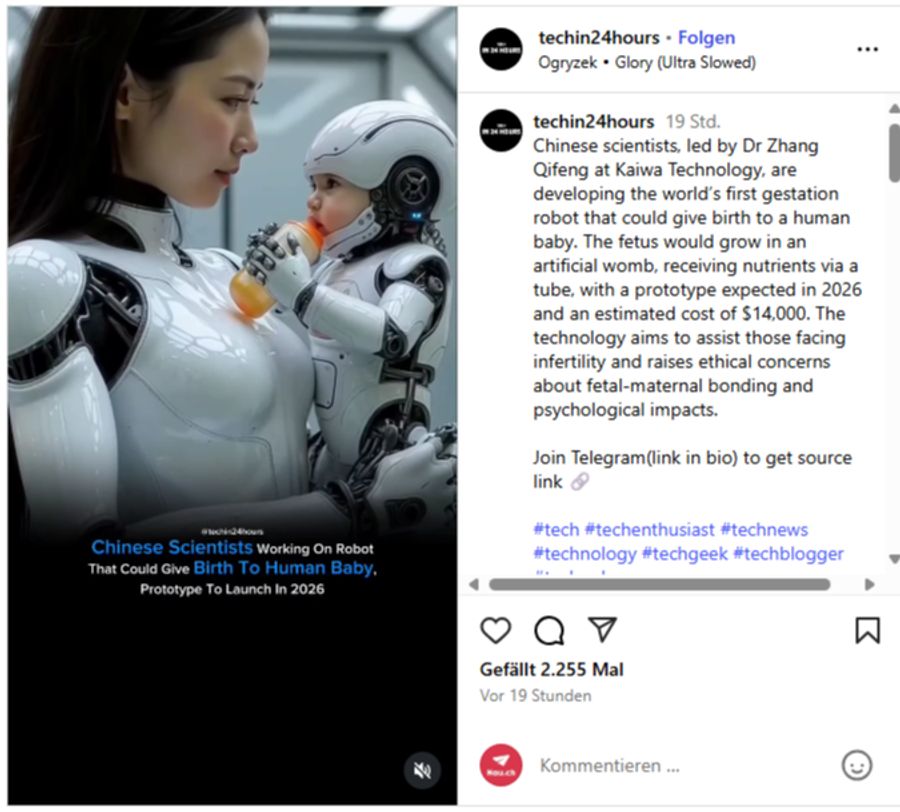 Der Roboter mit dem Namen «Humanoid» übernimmt den kompletten Schwangerschaftsprozess – von der Befruchtung bis zur Geburt. Kostenpunkt: etwa 11'200 Franken.