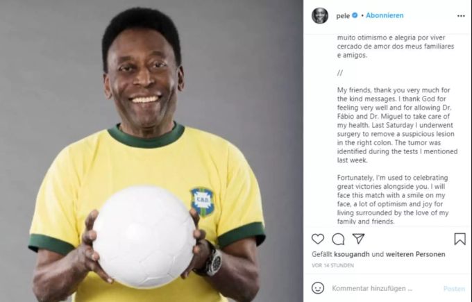 Pelé meldet sich aus dem Spital. Pelé