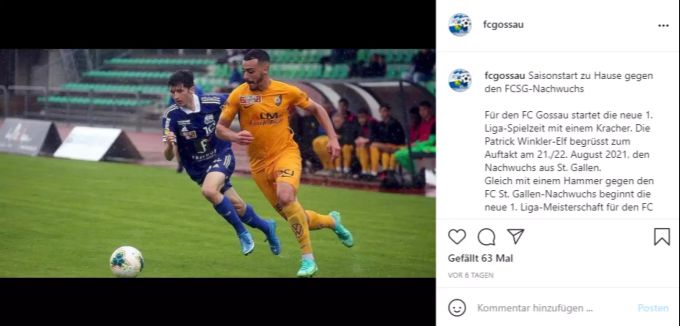 Der FC Gossau macht bereits per Social Media auf den Saisonbeginn aufmerksam. FC Gossau