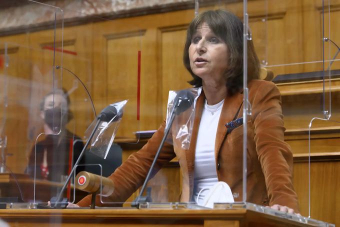 Die Freiburgerin Christine Bulliard-Marbach (Mitte) spricht während der Frühlingssession 2021. Bulliard-Marbach Mitte