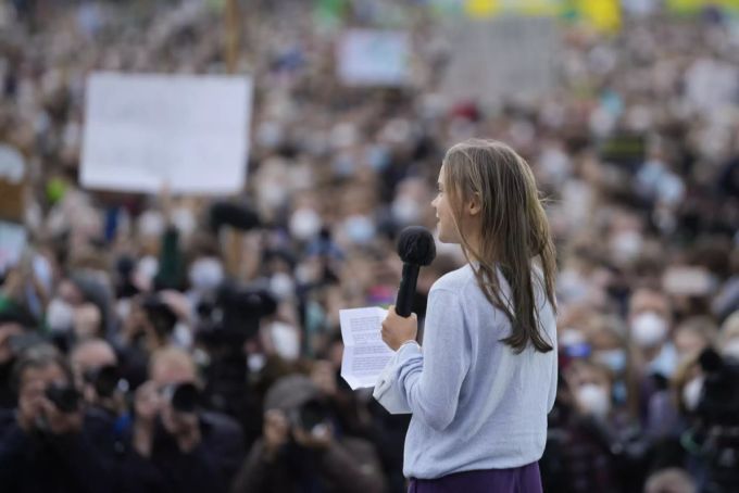Klimaaktivistin Greta Thunberg an der Demonstration in Berlin. Greta Thunberg
