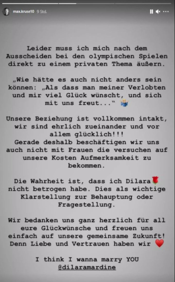 Das Statement von Max Kruse auf Instagram. Max Kruse