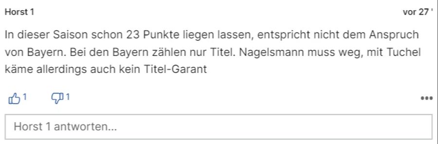 «Horst 1» ist einverstanden, dass Nagelsmann Bayern verlassen muss. Er glaubt aber nicht, dass mit Tuchel Titel gewonnen werden.