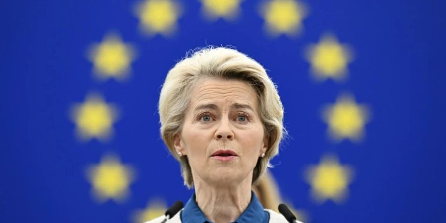 La présidente de la Commission européenne Ursula von der Leyen s'exprime devant le Parlement européen à Strasbourg le 18 janvier 2023