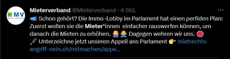 Der Mieterverband wehrt sich gegen die Entscheide des Parlaments.