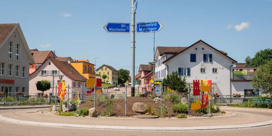 Der Autokreisel in Wängi im Bezirk Münchwilen (TG).