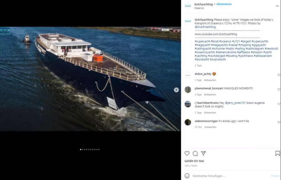 Jeff Bezos lässt für seine Lauren eine Yacht bauen.