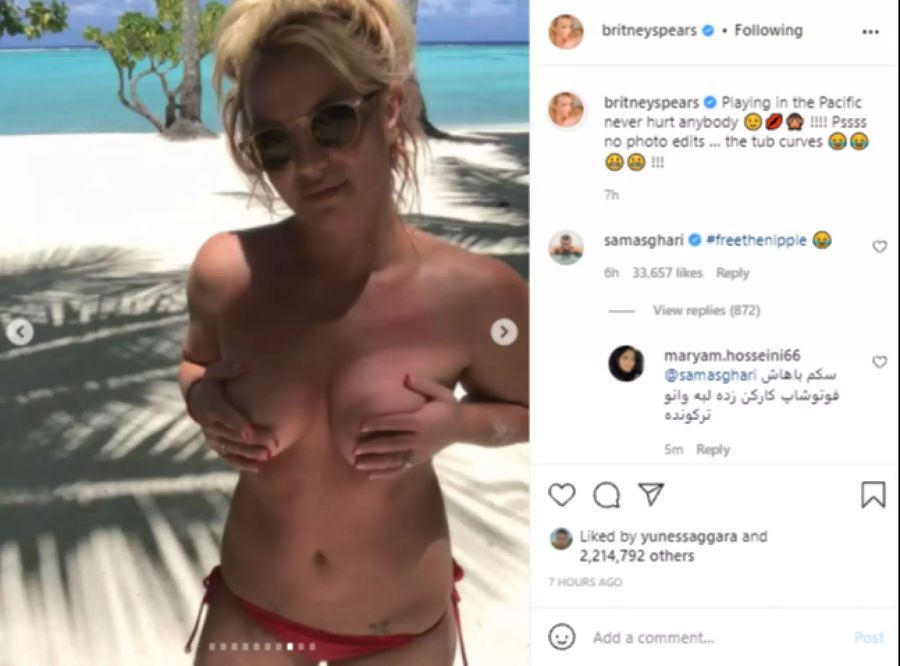 Britney Spears kriegt für ihre Nackt-Offensive jede Menge Likes.