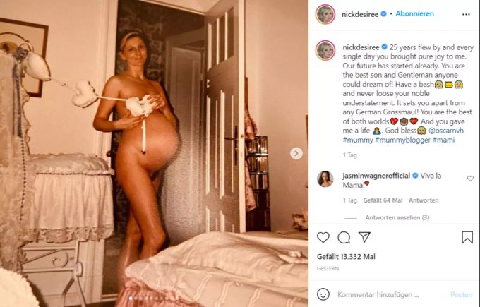 Désirée Nick hält es für eine gute Idee, den Geburtstag ihres Sohns mit einem alten Nacktbild zu feiern. Désirée Nick