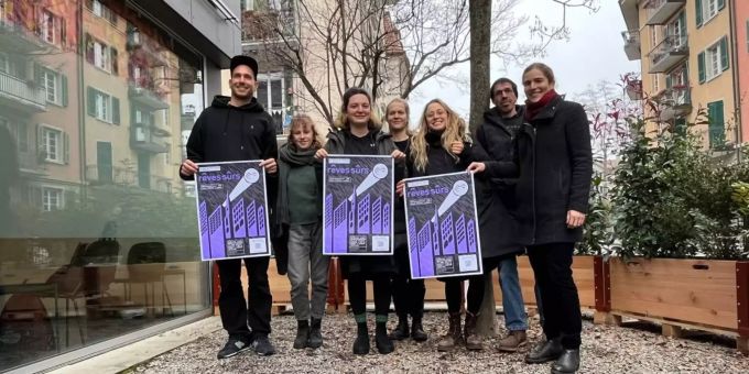 Das Team von «Rêves sûrs – Sichere Träume»: (v.l.n.r) Robert Sans Projektkoordinator, Rahel Hürlimann, Nora Hunziker, Eva Gammenthaler, Louise Frey, Matthias Gfeller, Simone Zürcher-Steiner «Rêves sûrs – Sichere Träume»