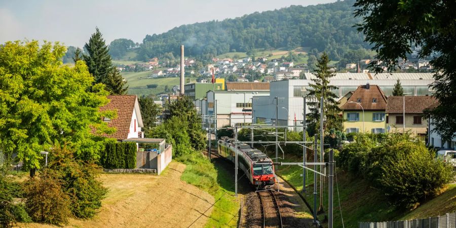 Zugdruchfahrt in der Gemeinde Dottingen.