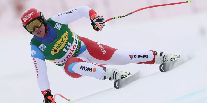 Beat Feuz während dem Super-G in Bormio. Alpine Skiing World Cup in Bormio