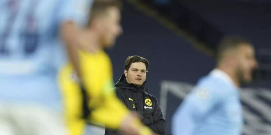 BVB-Trainer Edin Terzic zeigt sich trotz der Niederlage gegen City kämpferisch. Foto: Dave Thompson/AP/dpa