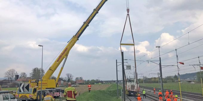 Im Drohnen-Video - Schienentraktor in Frauenfeld TG entgleist