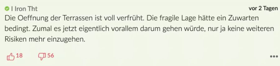 Für Leser I Iron Tht kommt die Öffnung der Terrassen verfrüht.