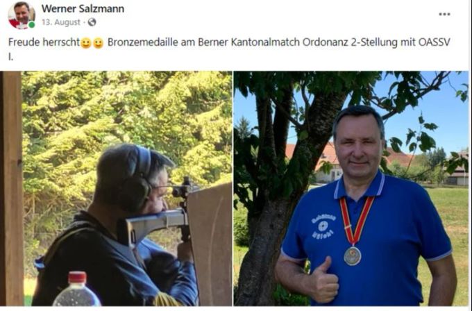 Ein Hobby von Werner Salzmann ist der Schiesssport. Erst kürzlich durfte er den dritten Platz beim Berner Kantonalmatch bejubeln. Werner Salzmann Schiessen
