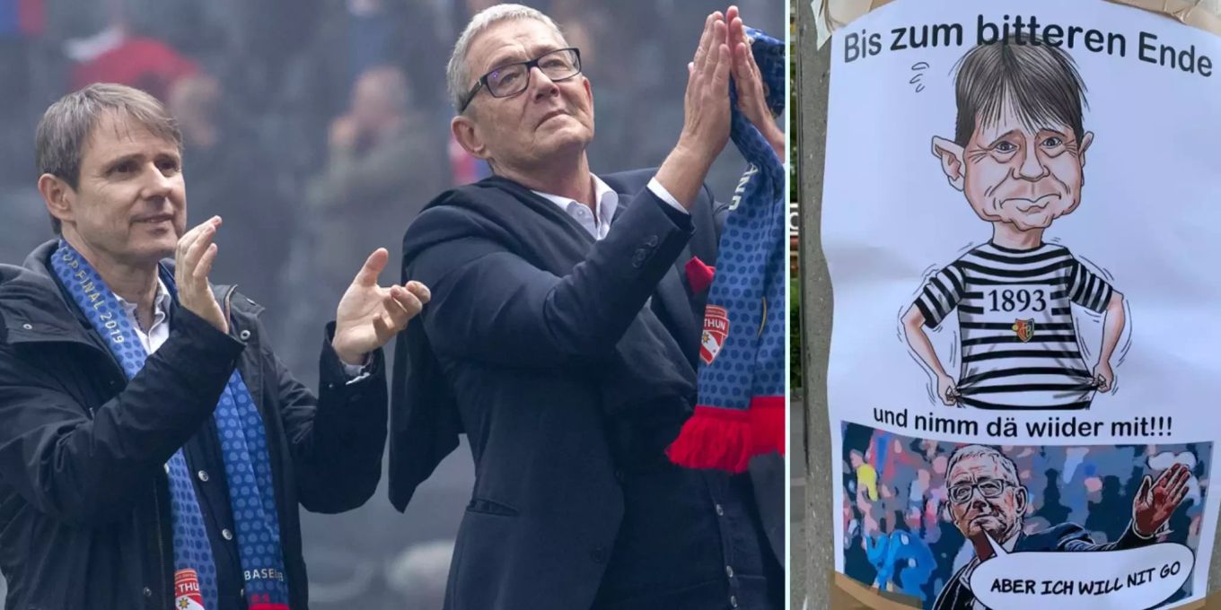 Fans des FC Basel verhöhnen Präsident und CEO mit Plakaten | Nau.ch