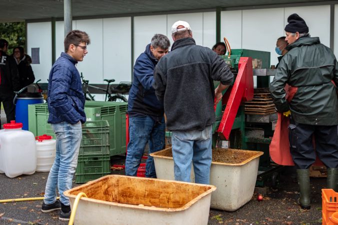 Hier wird frischer Apfelsaft gepresst.