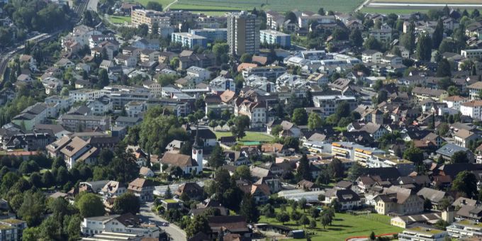 Sicht auf die Gemeinde Belp. Belp