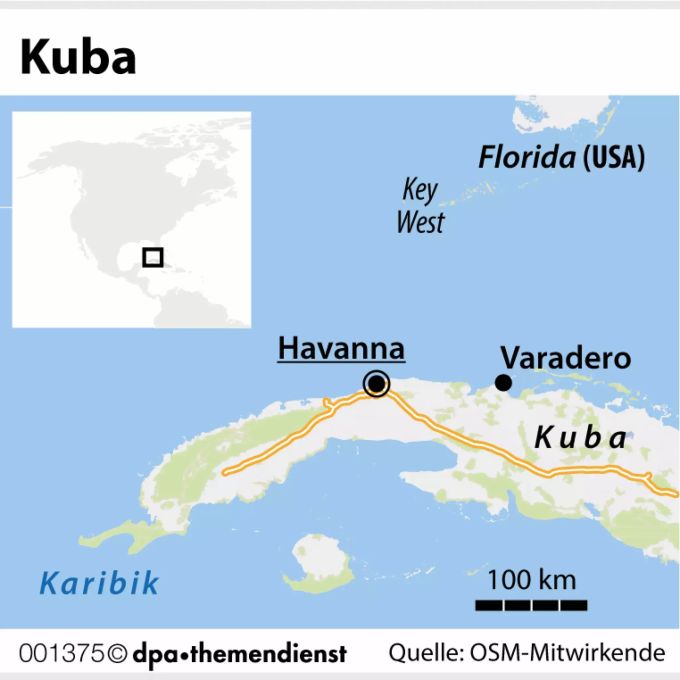 Varadero lockt Badeurlauber, Havanna mit vergangener Pracht: Kuba hat sich wieder für Touristen geöffnet. Grafik Kuba Westhälfte