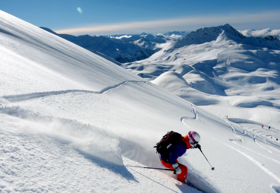 Skifahrer Piste Schnee Hang