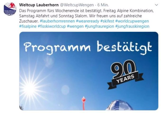 Das Programm am Lauberhorn ist bestätigt. Lauberhorn