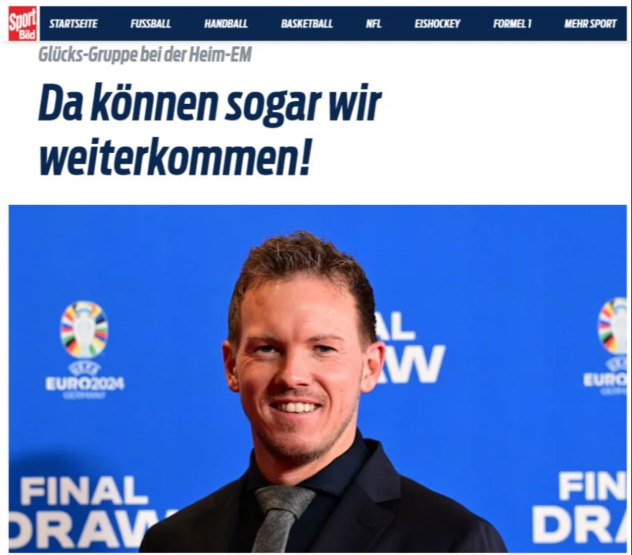 «Da könne sogar wir weiterkommen!», schreibt die «Sport Bild» nach der Gruppen-Auslosung für die EM 2024.