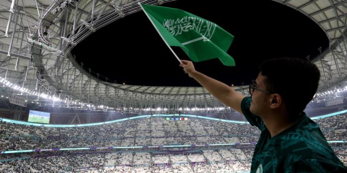 Saudis jubeln: Sie sind Favorit für die WM-Vergabe 2034. (Archivbild von WM in Katar) Saudi-Arabien