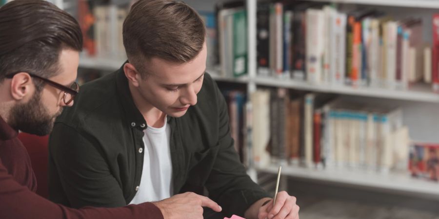 Zwei Männer, Bibliothek