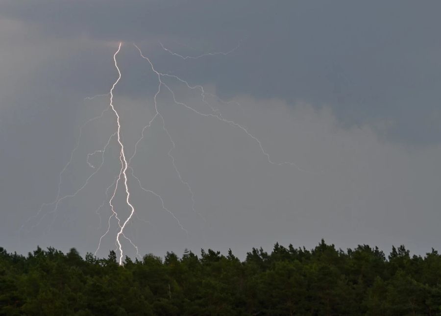 Ein Blitz entlädt sich in Brandenburg (D).